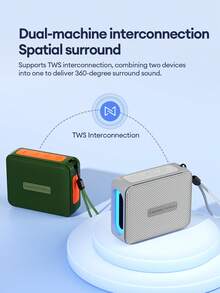 Lenovo 联想HD108迷你蓝牙音箱，360°环绕立体声，高品质音乐，超长续航，TWS真无线蓝牙配对，配备挂绳，便携式设计，适合户外和居家使用，兼容智能手机和电脑，是理想的礼物之选。 - 灰色 - 查看 10