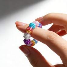 Finger Massage Ring, Stress Relief Fidget Toy, Portable Beaded Finger Rings, Perfect Gift For Friends, Lovers, Birthday, New Year, Unisex - Multicolor - View 3