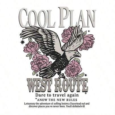 1 pieza/2 piezas/3 piezas Pegatinas de transferencia térmica con estilo de águila y floral de ruta occidental, calcomanías de planchar DIY para hacer camisetas, decoración de almohadas - Pegatinas de plástico duraderas y lavables de varios colores adecuadas para mochilas, cojines, pantalones, fundas de sofá, impresión de camisetas de alta calidad resistente a la decoloración