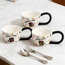 可爱动物图案长耳柄陶瓷马克杯，高品质治愈系咖啡/牛奶杯，大容量办公/家用水杯，独特可爱礼物 - 彩色 - 查看 9