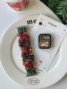 41毫米/40毫米/38毫米发圈式表带，女士休闲时尚表带，兼容多种表带，简约奢华，圣诞礼物送给女儿，返校季智能手表替换表带，节日必备 - 彩色 - 查看 27