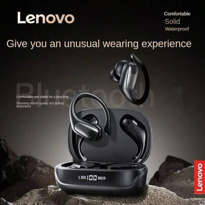 Lenovo 联想EA305 OWS蓝牙无线耳机，14.2mm驱动单元，IPX5防水，LED数字显示屏，全景音效，开放式耳挂耳机