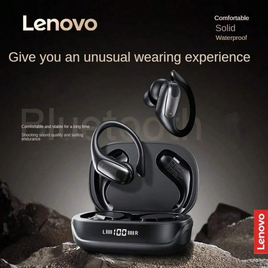 Lenovo 联想EA305 OWS蓝牙无线耳机，14.2mm驱动单元，IPX5防水，LED数字显示屏，全景音效，开放式耳挂耳机 - 均碼 - 查看 1