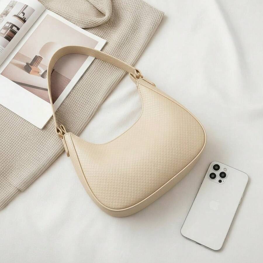 Santorini handbag Women's Baguette Bag, Spacious, Beautiful, Medium-Sized, Stylish, Casual Shoulder Bag - 米色 - 查看 1