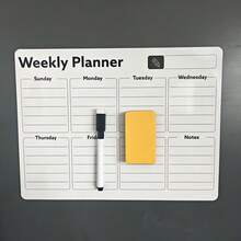 磁性可擦写周计划表，家用/办公冰箱白板，待办事项清单日程板，带笔和板擦 - 3pcs - 查看 7