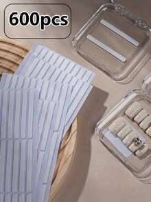 600/300/60/30pcs Transparent Double-Sided Nail Art Tape, Suitable For Stamping Nail Stickers - Self-Adhesive Striped, Beauty Salon Display Packaging, Alcohol-Free, Easy To Use, Nail Art Supplies, Strong Adhesive | Transparent Tape | Precise Application Slot, Nail Art Supplies, Nail Tools, Back To School, Nail Art, Stamping Nail Art Tools - Multicolor - View 9