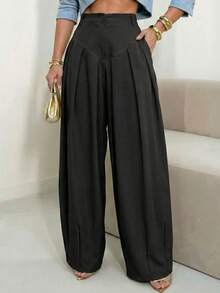 Women's Casual High Waist Zipper Front Carrot Pants, Suitable For Commuting In Autumn Black Spring - Black - View 7