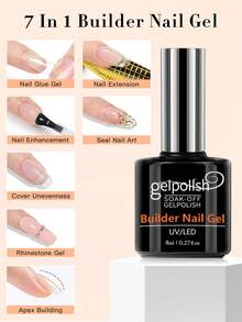 GELPOLISH 3-Piece Set: Base Coat, Top Coat & 7-In-1 Nail Care Kit, Provides Glossy & Long-Lasting Effect, No Wipe Top Coat, LED Lamp Curing, DIY Nail Design, Valentine's Gift For Her - 無色 - 查看 6