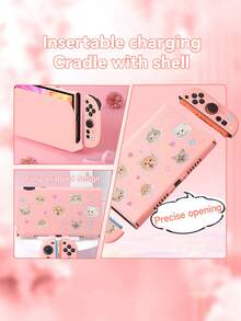 1 Set Cute Cat Design Compatible Accessories For Switch 2 (2025)/Switch NS/Switch OLED, Including Protective Case/Dock Cover/Storage Bag, TPU Soft Shell, Stylish & Practical, Portable Stand, Anti-Fall Anti-Scratch Anti-Fouling, Fashionable Romantic Gift - Multicolor - View 5