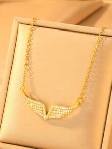 1 pieza Collar de mujer con diseño de alas de rhinestone vintage, estilo único, de alta gama, adecuado para fiestas, Día de San Valentín, regalos de pareja y uso diario - Multicolor - Ver 2