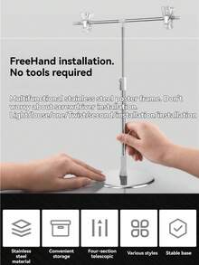 1 Stück multifunktionaler Edelstahl Tisch-Posterständer, erweiterbares Ausstellungsregal. Einfach zu installieren, Anti-Rutsch-Design, mit Kristallclip. Geeignet für Preisschilder, Banner und Hochzeitsschilder. Geeignet für Fotografie-Zubehör in Büro, Studio und Einzelhandelsereignissen Zuhause - Zweiteiliger Mast / Verdickter Edelstahlfuß - Übersicht 9