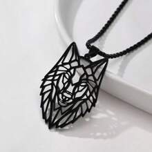 collar dije de lobo colgante en acero inoxidable vikingo cadena lobos salvaje joyería regalo para hombre - como en la foto - Ver 2