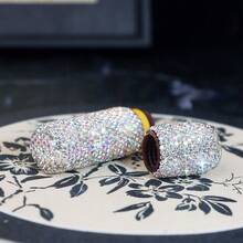 Rhinestone Sewing Needle Storage Box, Mini Portable Sewing Kit, Traveling Needle Case, Rhinestone Decor Needle Box, Household Sewing Tool Storage, Great Gift, Rotating Lid Design, Leakproof, Travel, Home Supplies, Storage Box - Diamond - View 5