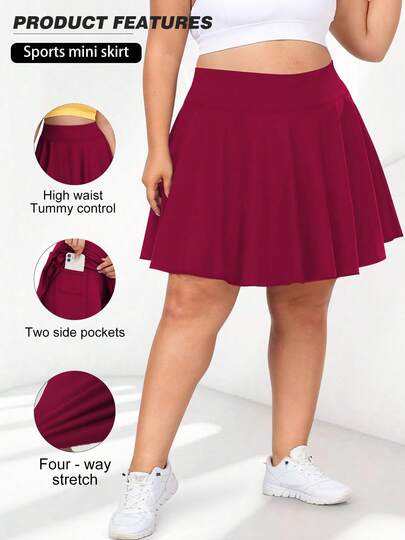 Plus Size Women Tennis Skirt Pleated Athletic Skirts With Pockets Shorts High Waisted Golf Skort For Workout Summer