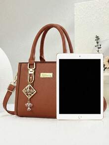 Bolso de tote casual y versátil para el transporte diario - Naranja Quemada - Ver 4