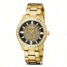 Guess 女士奢华金表，黑色表盘，矩形水晶表圈，闪亮表盘，时尚石英腕表，适合作为礼物 - GW0405L2 - 黑金 - 查看 11