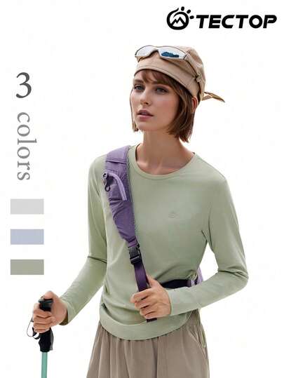 TECTOP Áo thun dài tay nữ mùa xuân/hè, thiết kế thắt eo bên hông, phù hợp cho các hoạt động thể thao ngoài trời, tập thể dục, chạy bộ, yoga, chất liệu co giãn và thoáng khí.