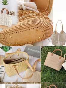 1 pieza/3 piezas Almohadilla de fondo de bolso DIY, Inserto de fondo de bolso tejido de cuero en forma oval de 25*12cm, Opciones de multicolor, Adecuado para accesorios de bolsos de ganchillo, Accesorios esenciales para hacer carteras DIY, llaveros y vacaciones - Multicolor - Ver 7