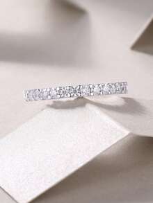 925 Sterling Silver Moissanite Ring, Suitable For Banquet, Party, Official Occasions, Festivals, Valentine's Day, Engagement, Wedding, Anniversary, Birthday Gift, With Certificate - Silver - View 6