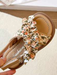 1 Pair Girls Hollow Breathable Princess Flat Sandals, Children Soft Bottom Non-Slip Student Campus Shoes, Infant Toddler Walking Shoes, Versatile Fashion Casual British Style Roman Sandals, Suitable For Summer Wear - Yellow - View 7