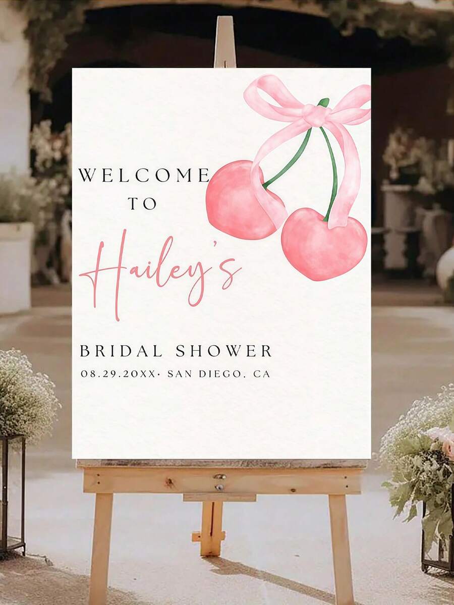 可定制粉色樱花婚礼派对欢迎牌,个性化结婚纪念日生日情人节订婚派对单身派对欢迎牌,优雅订婚庆典欢迎牌匾 - 多色02 - 查看 1