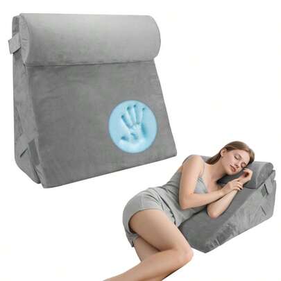 Bed Wedge Pillow, Adjustable Memory Foam Wedge Pillow Reading Cushion, 12-In-1 Memory Foam Sleep Support Pillow, GERD Relief Sleep Pillow, Back Support Pillow Set (Light Grey)