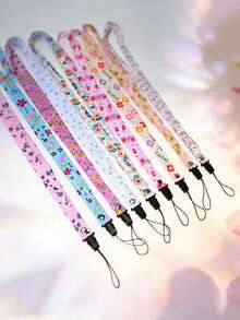 Floral Phone Lanyard Necklace Strap, Breathable Wide Band, Women Phone Case Charm, Universal Pendant Keychain Lanyard - Multicolor - View 1