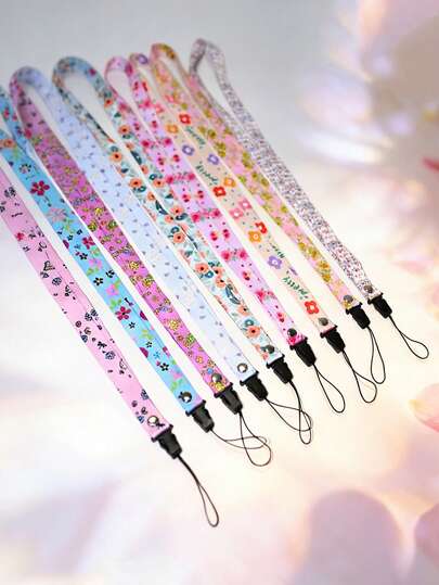 花卉手机挂绳项链带，透气宽带，女士手机壳挂饰，通用吊坠钥匙扣挂绳