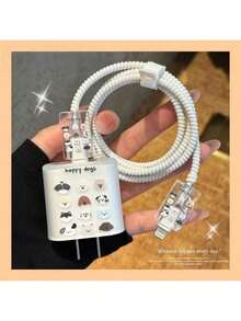 1个动物造型数据线保护套，兼容 17充电器，兼容充电器绕线器，40W快充头，防断裂绕线器，男女朋友礼物，数据线保护套，兼容苹果20W 14 Pro Max充电线，防断裂，13W快充，15/12手机壳 - 彩色 - 查看 6