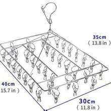 1pc 40 Clips Stainless Steel Windproof Clothes Rack Hanger Outdoor Drying Rack Clothes Drying Rack For Laundry And Outdoor Use With Heavy Duty Clips - Silver - View 2