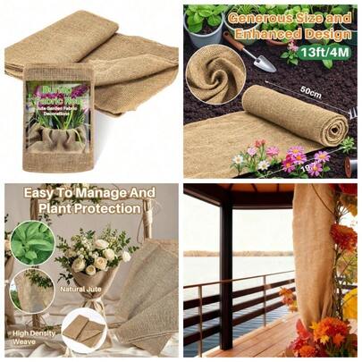 Natural Jute Burlap Fabric Roll 13 Feet X 19.7 Multipurpose Garden Cloth For  Barrier Tree Wrap Boho Wedding Decor Farmhouse Table Crafts