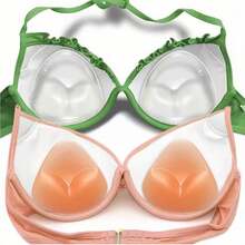 2片装硅胶胸垫，隐形可重复使用加厚胸垫，适用于比基尼、吊带衫等无痕内衣，提升胸型，柔软舒适，是女士内衣的理想配饰，也适合搭配婚纱、半身裙、比基尼、婚礼、海滩装扮。 - 可愛 - 查看 3