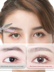 1/2pcs Eyebrow Trimmer Set Stainless Steel Curved Eyebrow Razor Eyebrow Scissors With Comb, Beauty Tool For Beginners Suitable For Any Skin Type Hair Removal Accessories For Men Women ,Hair Products And Accessories For Barber Salon Beauty Travel Essentials,Bathroom Accessories - Multicolor - View 6