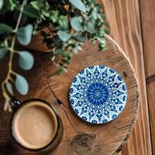 8件套独特杯垫套装，波斯土耳其摩洛哥曼陀罗图案印花木质杯垫，可用作汽车杯垫、茶杯垫、咖啡杯垫，适合家居、乔迁之喜、赠送父母和朋友、家居装饰、桌面装饰，可选1套、2套或3套。 - 彩色 - 查看 3