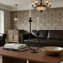 1PC Elegant Curved Design Double-Headed Gold/Black Candlestick For Table Centerpiece, Holiday, Wedding, Housewarming - High and Low Candlesticks - View 10