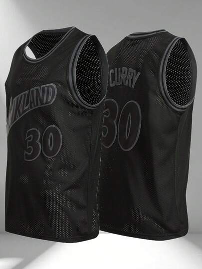 Áo thun nam không tay cổ chữ V thêu logo bóng rổ, áo thể thao thường ngày dự tiệc, màu đen #30