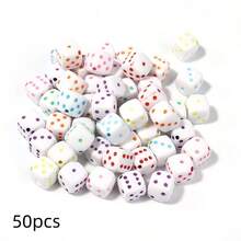 50pcs 8mm Black Acrylic Dice Beads, For DIY Jewelry Making - Fashionable Geometric Pattern - Dice - View 12
