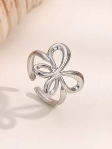 1pc Fashionable INS Minimalist Versatile Elegant Sweet Cute Gold-Plated Stainless Steel Butterfly Open Ring, Suitable For Women's Daily, Party, And Date Wear - Open Ring - View 5