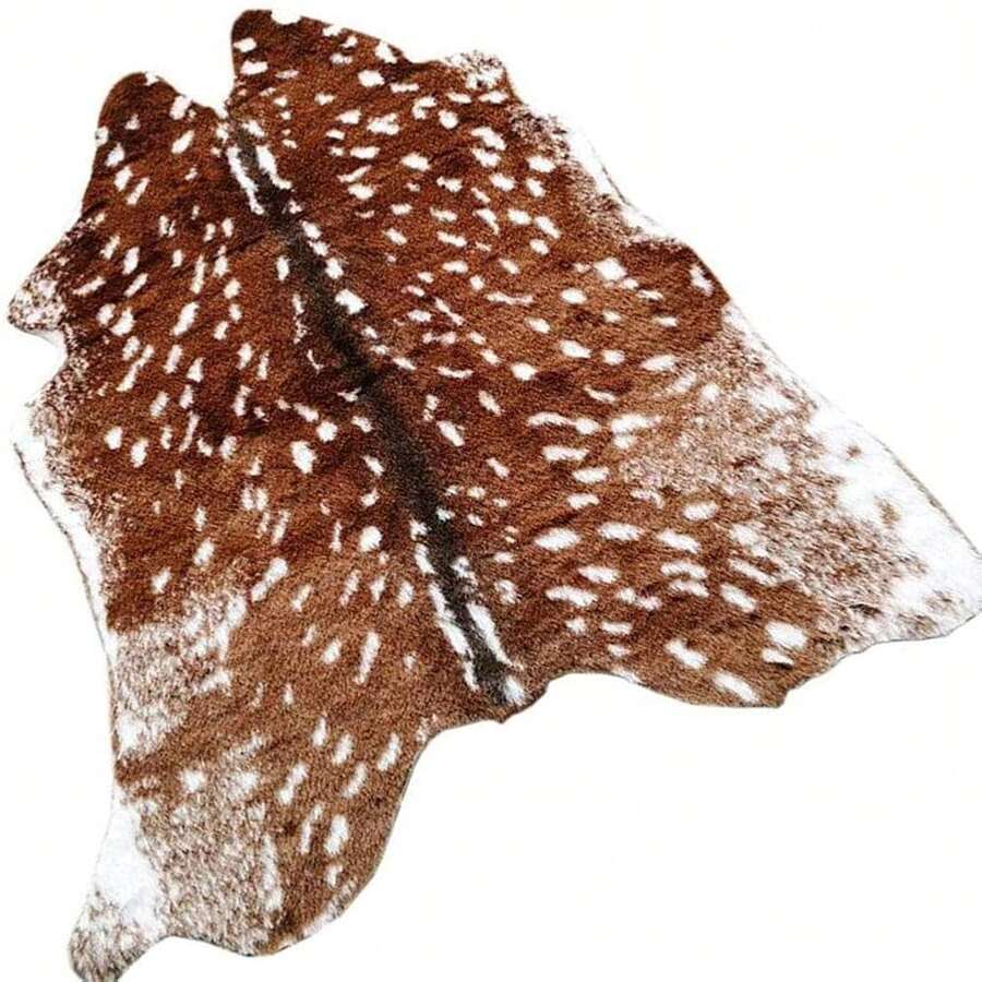 Faux Cowhide Area Rug, Sika Deer Printed Hide Rug Animal Print Rug Faux Fur Area Rugs Carpet For Home Office Livingroom Bedroom - SikaDeerPrint-41.5X35.5in - View 1