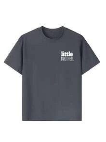Tween Boy Casual Graphic Print Crew Neck Short Sleeve T-Shirt, Summer Top - Dark Grey - View 9