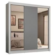 Ropero Closet Madesa 3 Puertas 2 Espejos Color Blanco y Gris 02 - Blanco y Gris - Ver 11