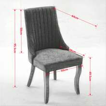 Linen Wool Dining Chair, Comfortable Upholstered Fabric With Curved Solid Wood Legs, 2 (Multicolour Optional) - Blue - View 10