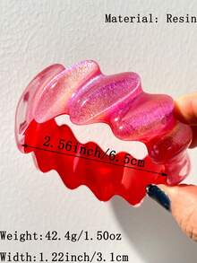 1pc Dopamine Jelly Texture Bracelet, Vintage Carved Transparent Ripple Stacking Accessory, Essential For Sweet Girls - Multicolor - View 13