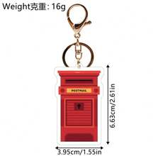 2D Flat Red Mail Box Acrylic Keychain Post Office Mailbox Stamp Box Pendant Keyring Modern Envelope Box Bag Hanging Accessories - Multicolor - View 5