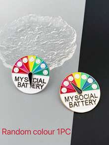 2pcs/Set Mood Changer Energy Metal Brooch With Sliding Social Battery Indicator, Unisex Lapel Pin, Couple Accessory, Gift For Valentine's Day, Holidays - Multicolor - View 11