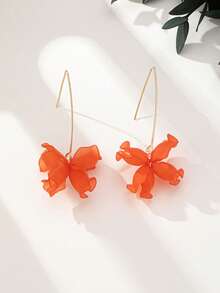 1 par de pendientes florales acrílicos elegantes y retro de moda - Marrón - Ver 16