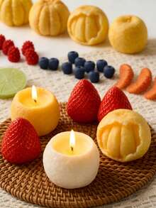 1个DIY水果系列硅胶模具，逼真草莓蓝莓造型，多用途，适用于香薰蜡烛/肥皂/翻糖/树脂/石膏，婚礼闺蜜礼物，送给女性的蛋糕装饰家居DIY工艺品 - A - 查看 2