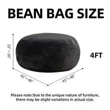 4FT Large Bean Bag For Adults, Giant Bean Bag With Velvet Cover, Memory Foam Bean Bag, Fluffy Bean Bag For Living Room And Bedroom - 深灰色 - 查看 9