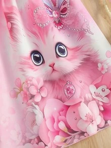 4-7 Years Old Girls' Sleeveless Dress, Super Cute Cat Print Loose Casual Sleeveless Dress, Suitable For Summer Daily Wear, Casual Sports, Parent-Child Outings - Pink - View 7