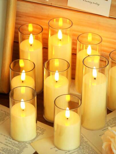 1pc Home Decor Electronic Cup Shape Candle Light, Including Battery, Indoor Room Decoration Plastic Candles, Wedding Decoration Candles, Party Decoration, Holiday Decoration Flameless Candle Light